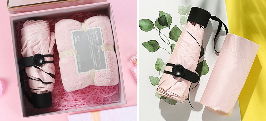 女性伴手禮雨傘和毛巾