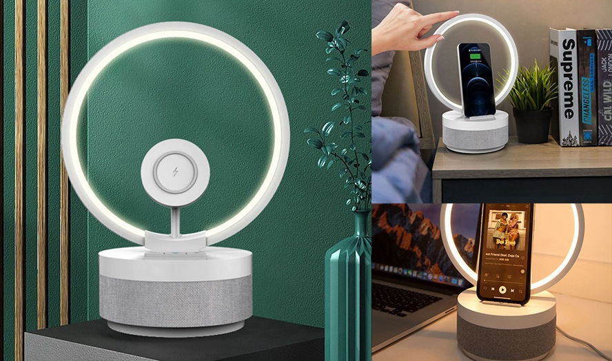 創(chuàng)意禮品智能無線充藍(lán)牙音響觸摸式燈