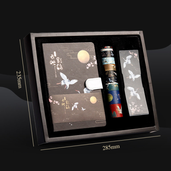 創(chuàng)意古風(fēng)手賬本禮盒套裝 貼紙和紙膠帶+書簽+磁扣手帳本組合禮盒 辦公小禮品