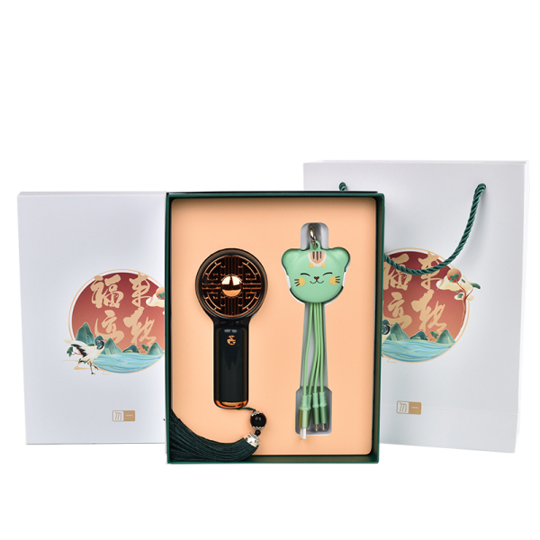 國(guó)潮風(fēng)商務(wù)禮盒兩件套 小風(fēng)扇+招財(cái)貓數(shù)據(jù)線 商務(wù)禮品送什么