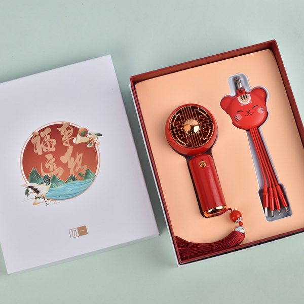 國(guó)潮風(fēng)商務(wù)禮盒兩件套 小風(fēng)扇+招財(cái)貓數(shù)據(jù)線 商務(wù)禮品送什么