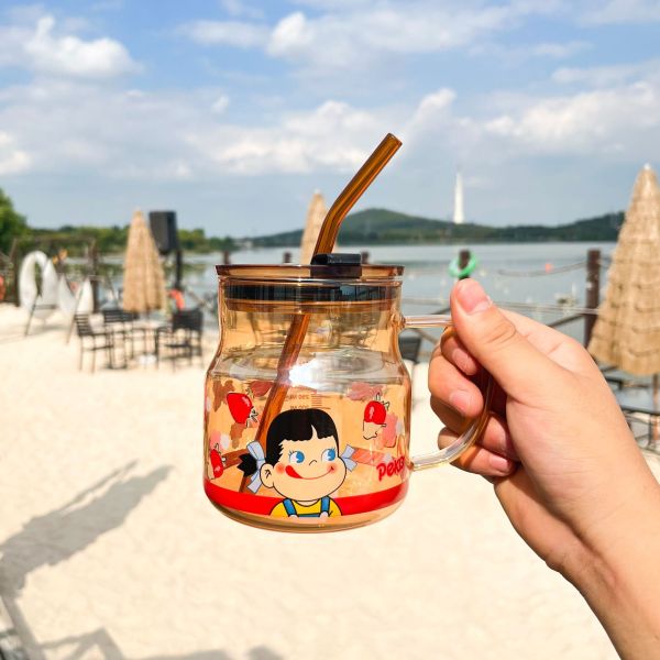 ins可愛(ài)草莓姐妹玻璃杯 帶蓋雙飲吸管杯 三八禮品4