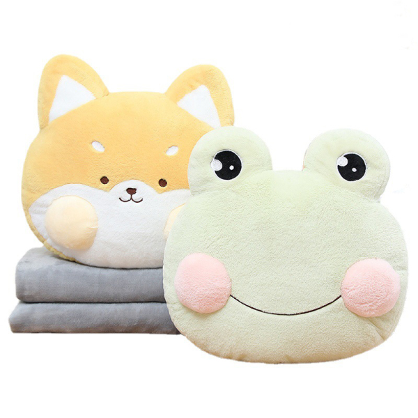 可愛(ài)軟萌午休抱枕毛毯 卡通暖手動(dòng)物抱枕 公司員工生日禮物