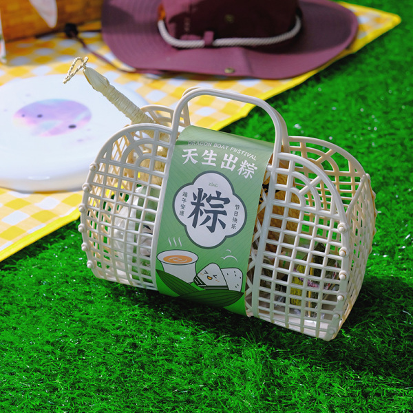 【天生出粽】2023端午原創(chuàng)伴手禮 手提籃+潮牌蒲扇+便攜茶具+水晶粽2 端午禮盒定制