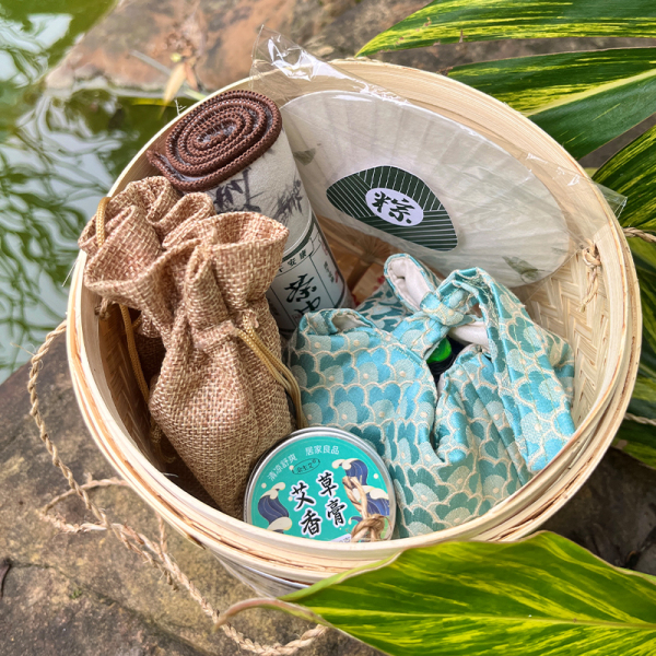 【粽要心意】2023原創(chuàng)端午禮盒 竹編抱抱桶+茶具套裝+扇子+茶巾＋艾草香膏+粽子 員工伴手禮品1