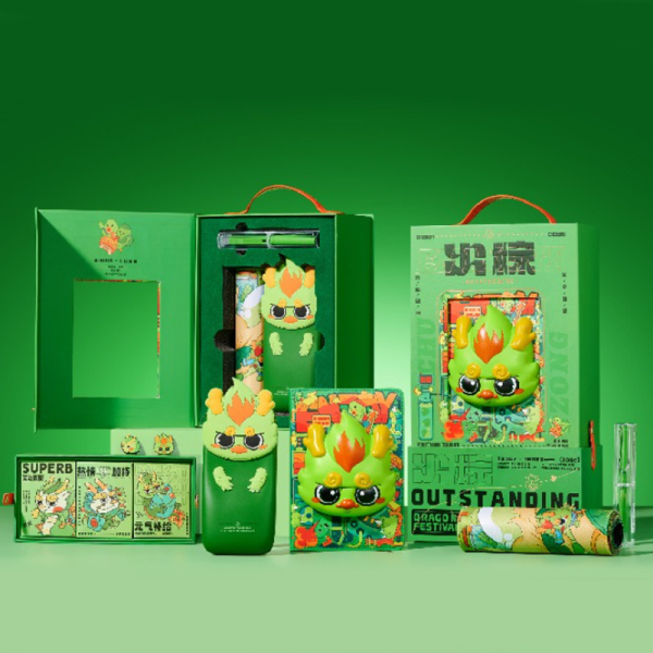 粽子解壓筆記本+筆袋+英雄牌鋼筆+卡通筆頭+鼠標(biāo)墊+墨囊+粽子 送員工禮品