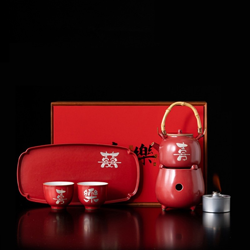 文創(chuàng)中國紅喜樂煮茶五件套