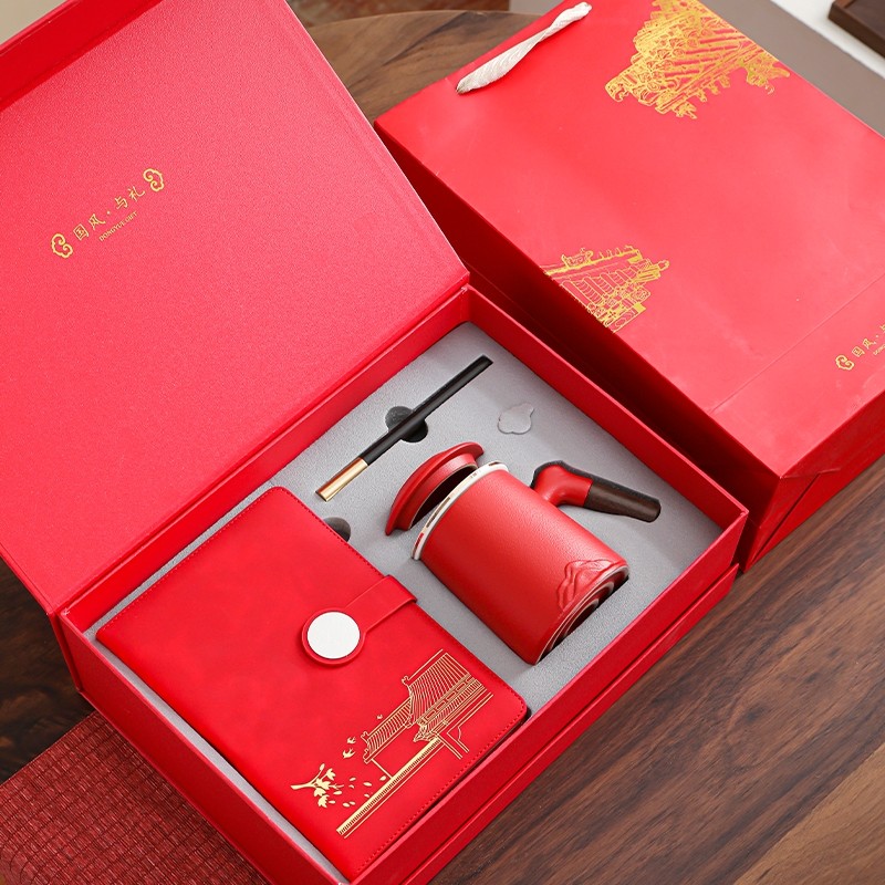 國風(fēng)粗陶辦公杯筆記本禮盒套裝